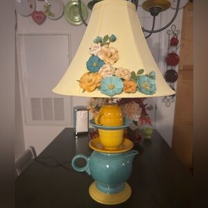 One-of-a-kind handmade Fiesta teapot lamp